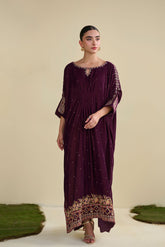 FW25DA-2806  MAGENTA 1PCS EMBROIDERED KAFTAN